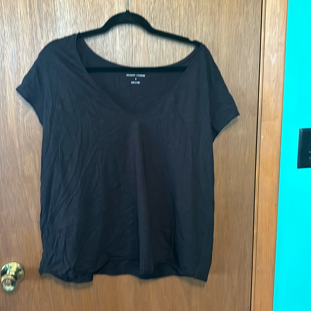 Universal Standard size M 18W v-neck black t-shirt.